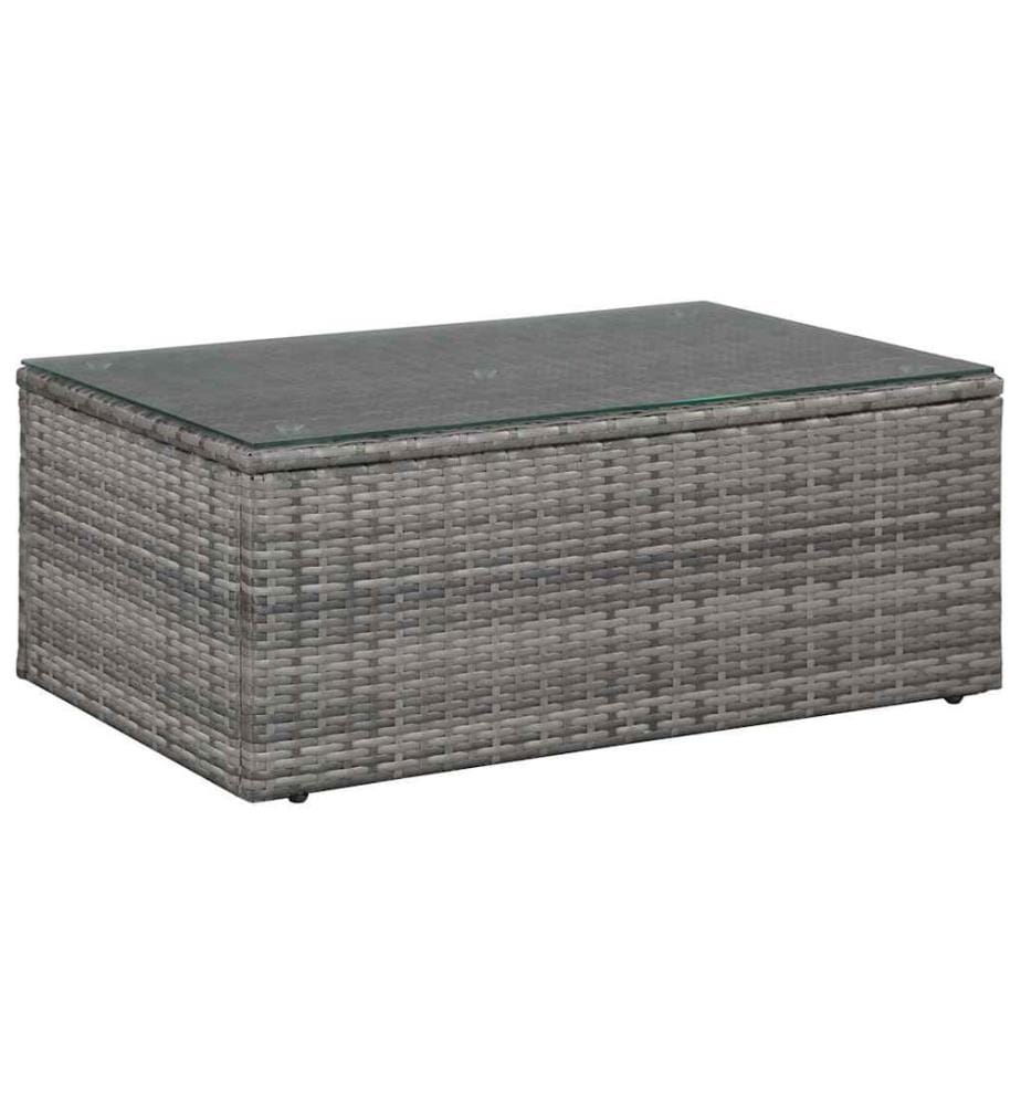 4-tlg. Garten-Lounge-Set mit Auflagen Poly Rattan Grau