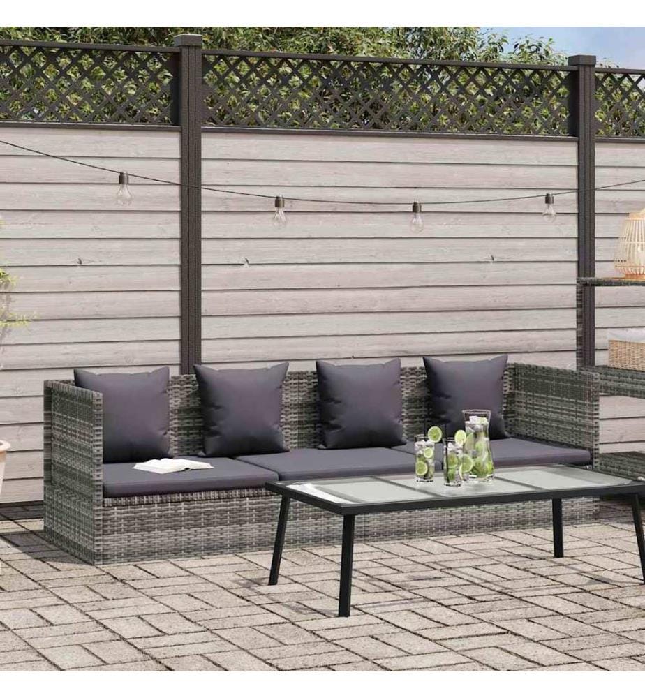 Garten-Sofabett 200x60 cm Poly Rattan Grau