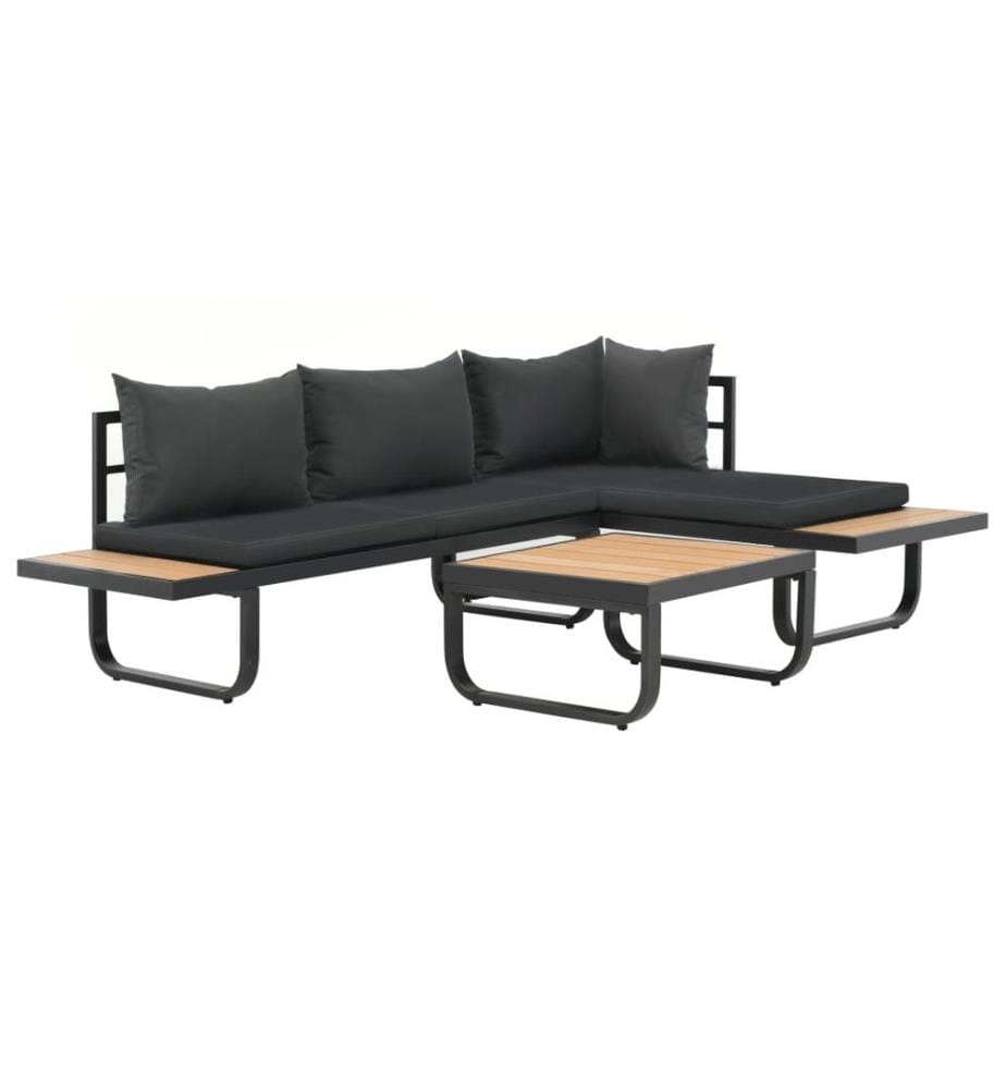 2-tlg. Garten-Ecksofa-Set mit Auflagen Aluminium WPC