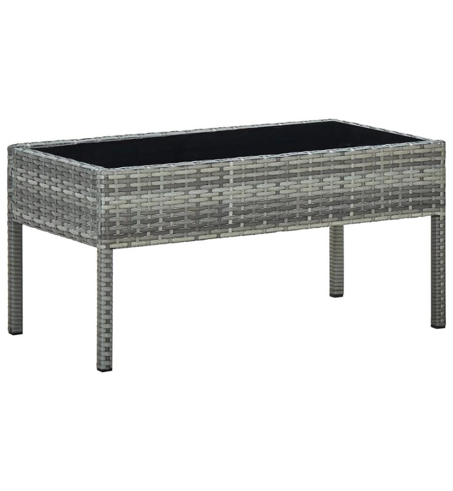 Table de jardin Gris 75x40x37 cm Résine tressée