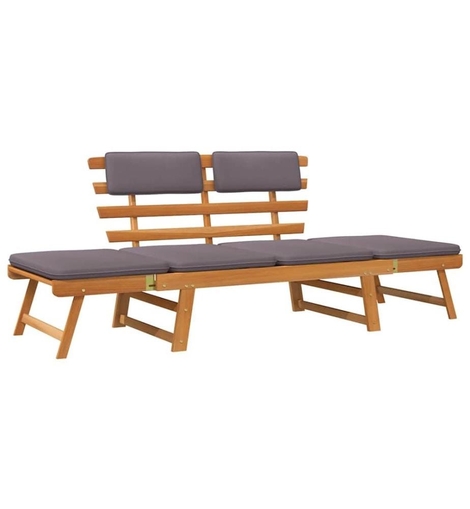 2-in-1 Gartenliege mit Auflage 190 cm Massivholz Akazie