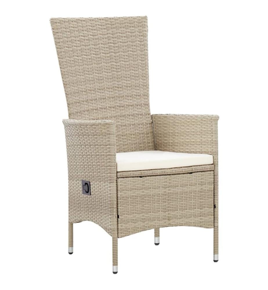 9-tlg. Garten-Essgruppe mit Auflagen Poly Rattan Beige
