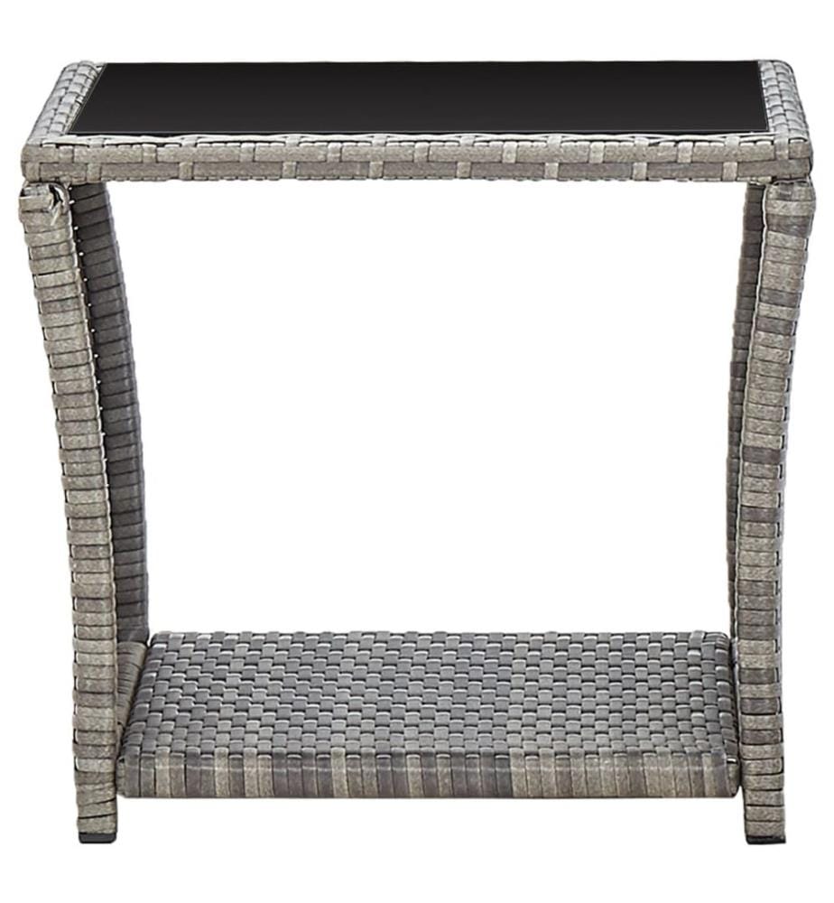 Table basse Gris 45x45x40 cm Résine tressée et verre