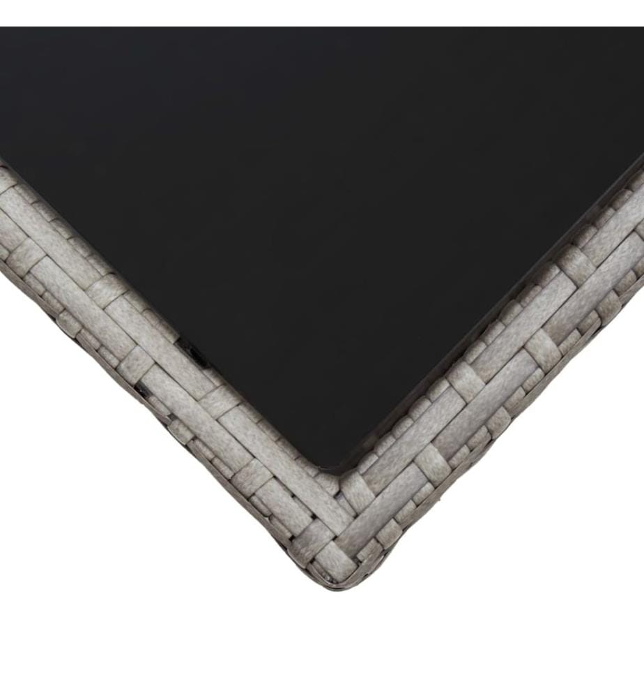 Table basse Gris 45x45x40 cm Résine tressée et verre