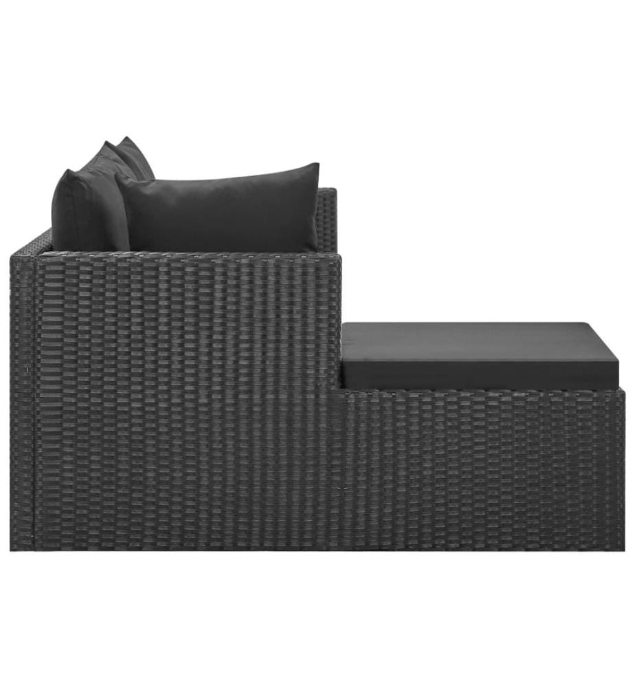 4-tlg. Garten-Lounge-Set Schwarz mit Auflagen Poly Rattan