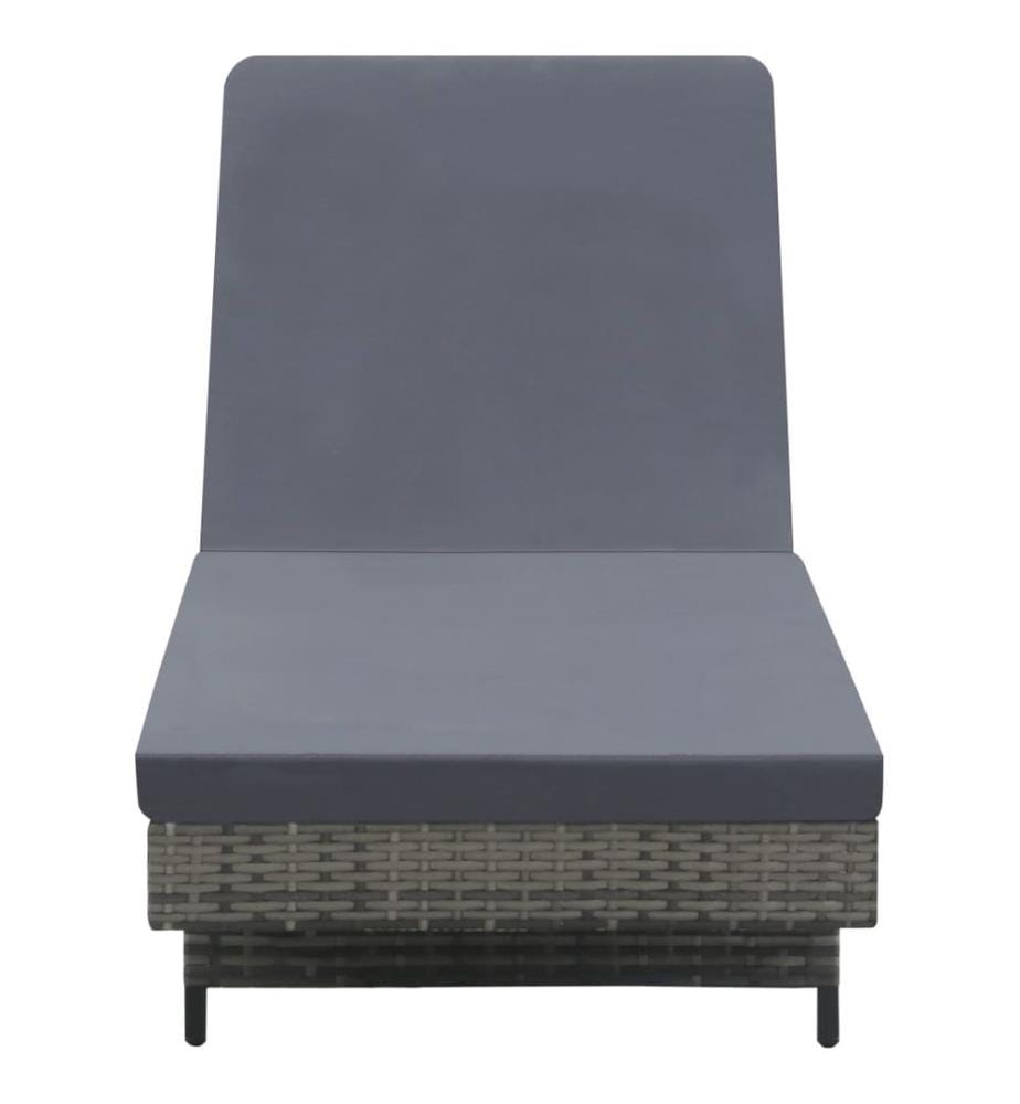 Sonnenliege mit Rädern und Auflage Poly-Rattan Anthrazit