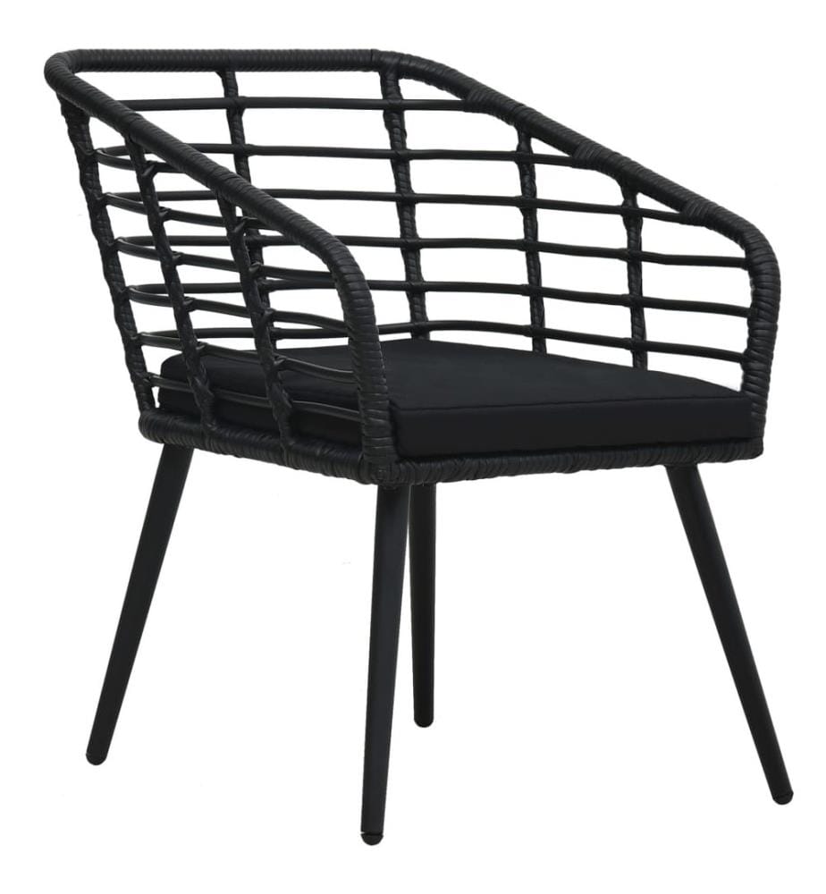 Gartenstühle 2 Stk. mit Auflagen Poly Rattan Schwarz