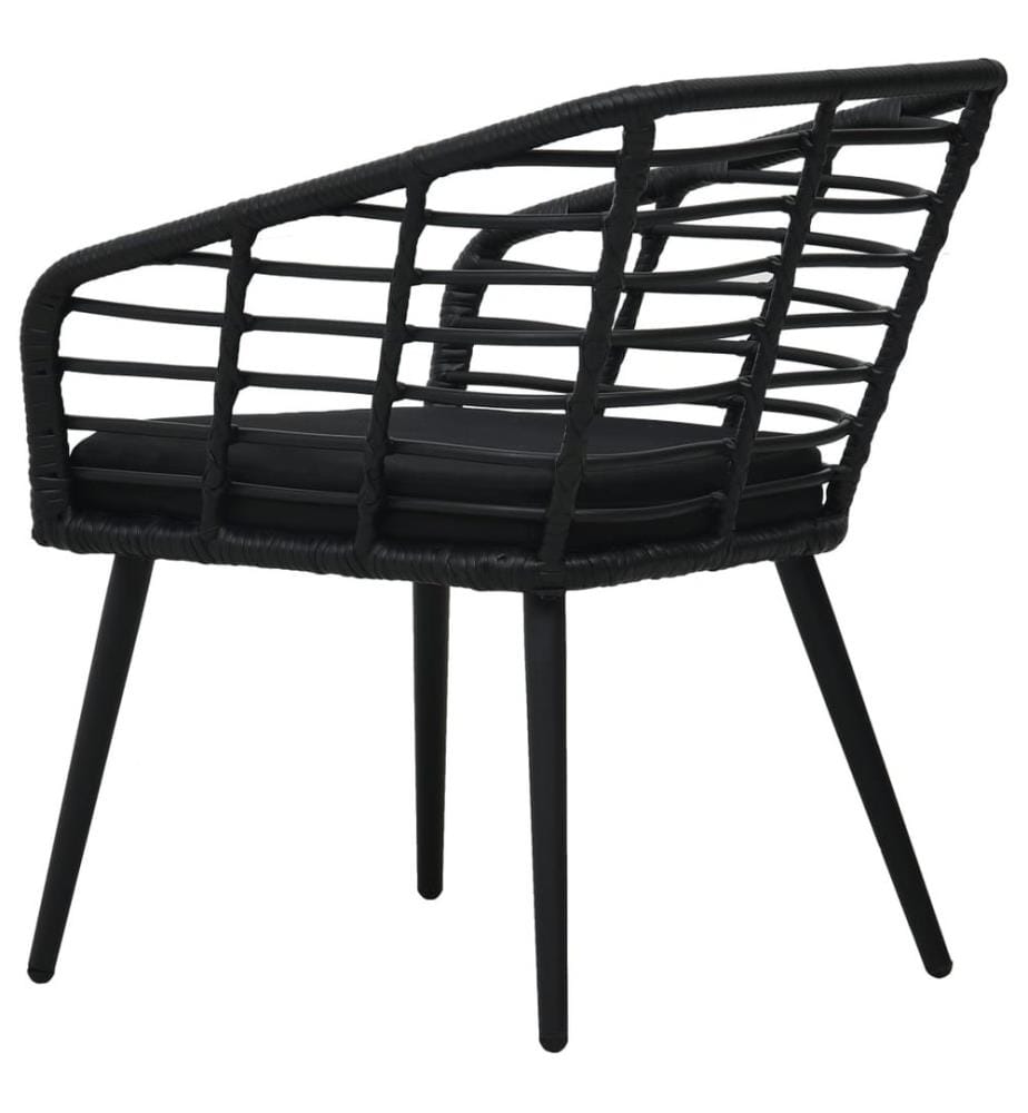 Gartenstühle 2 Stk. mit Auflagen Poly Rattan Schwarz