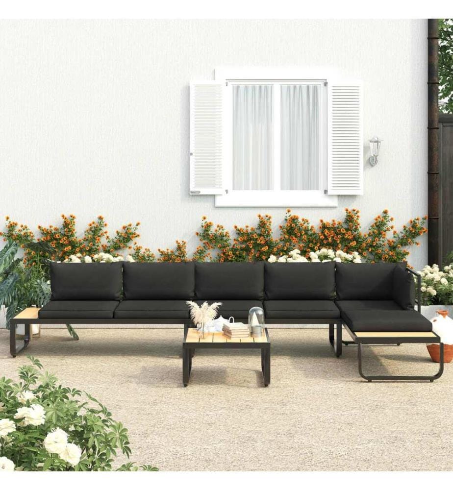 4-tlg. Garten-Ecksofa-Set mit Auflagen Aluminium und WPC