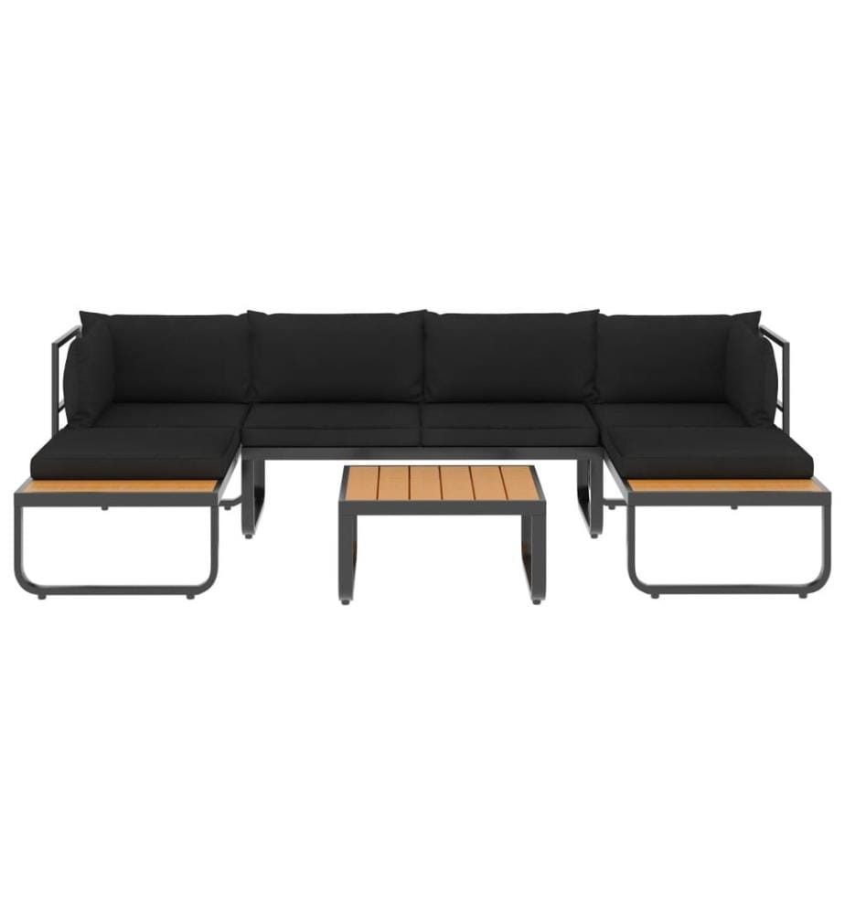 Canapé d'angle de jardin à 4 places avec coussins Aluminium WPC