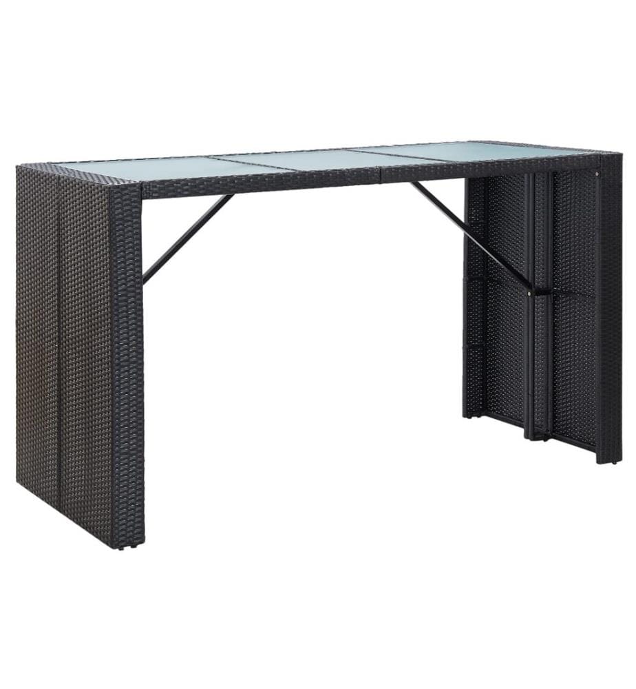 7-tlg. Gartenbar-Set mit Auflagen Poly Rattan Schwarz