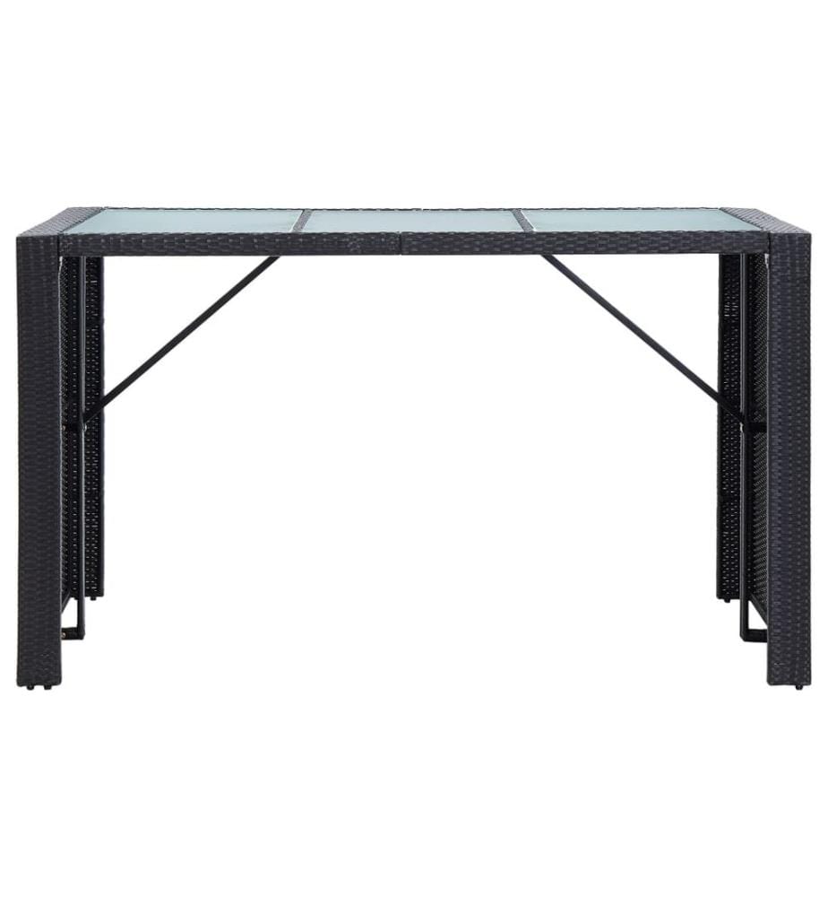 7-tlg. Gartenbar-Set mit Auflagen Poly Rattan Schwarz