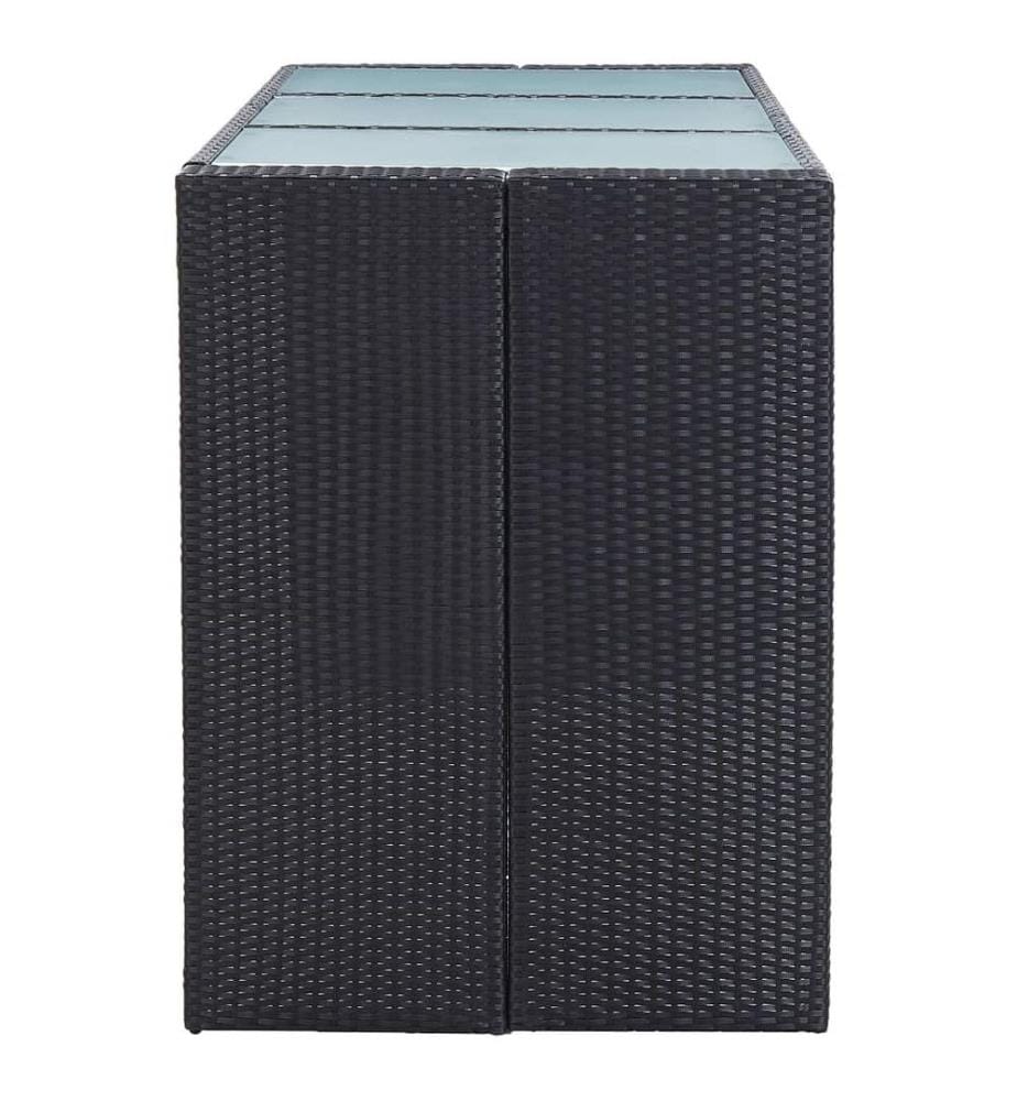 7-tlg. Gartenbar-Set mit Auflagen Poly Rattan Schwarz