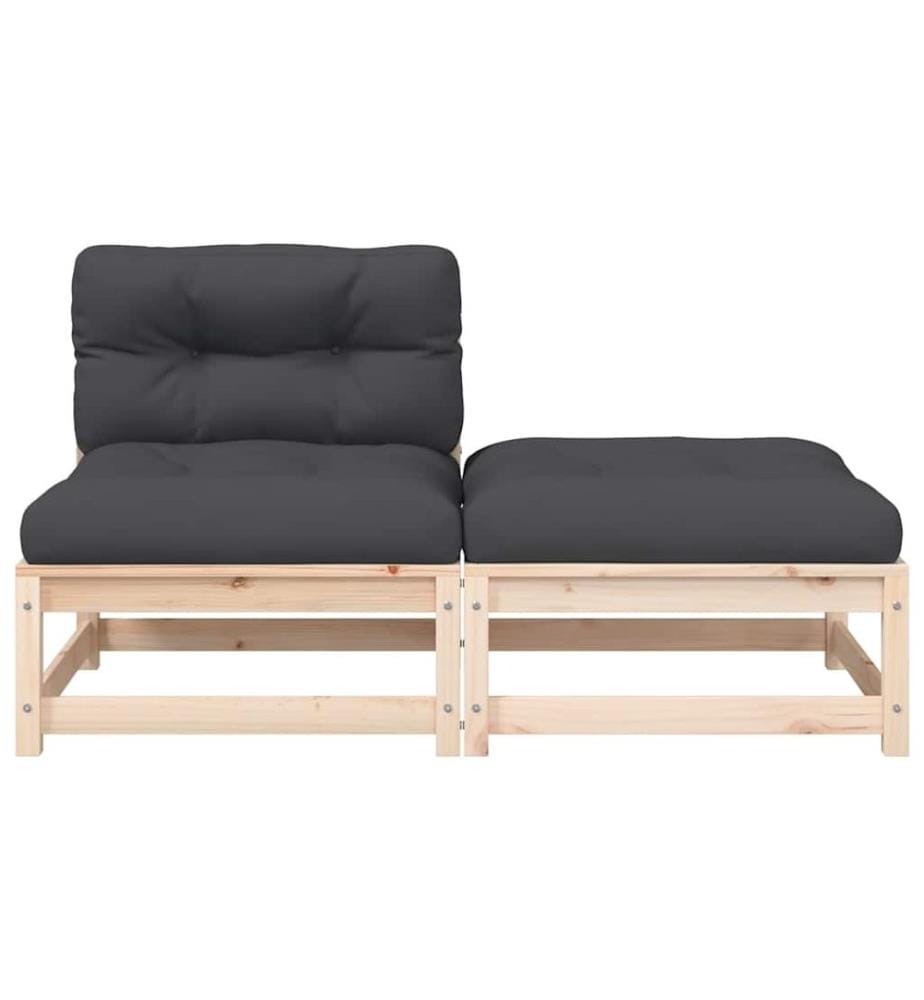 Gartensofa ohne Armlehnen mit Kissen und Hocker