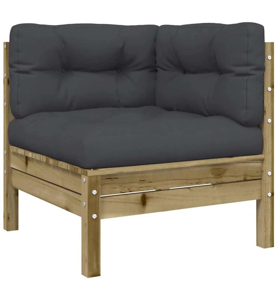 Canapé d'angle de jardin avec coussins 2 pcs bois pin imprégné