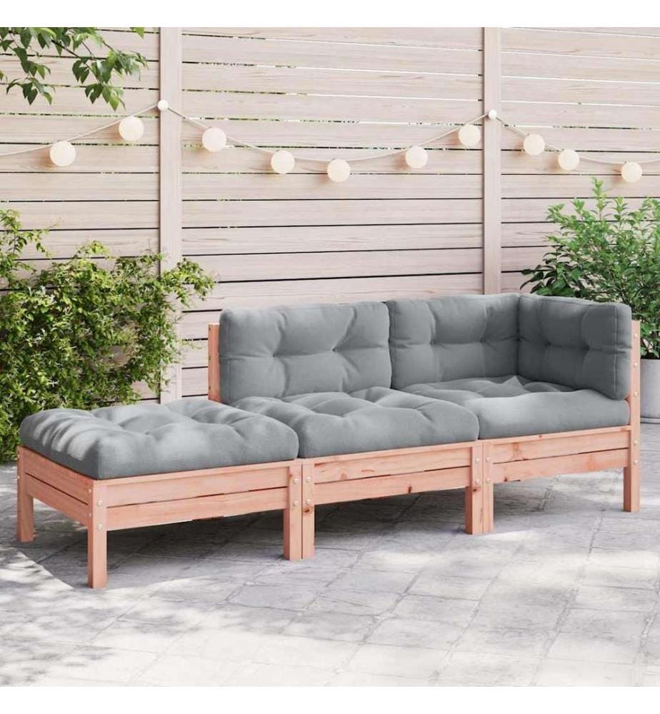 Gartensofa mit Kissen und Hocker 3-Sitzer