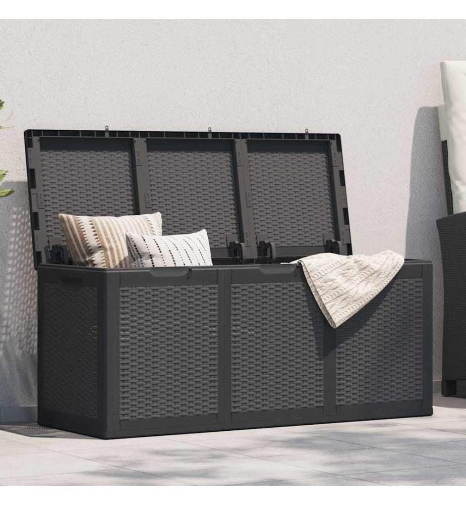 Garten-Aufbewahrungsbox 270 L Schwarz PP Rattan