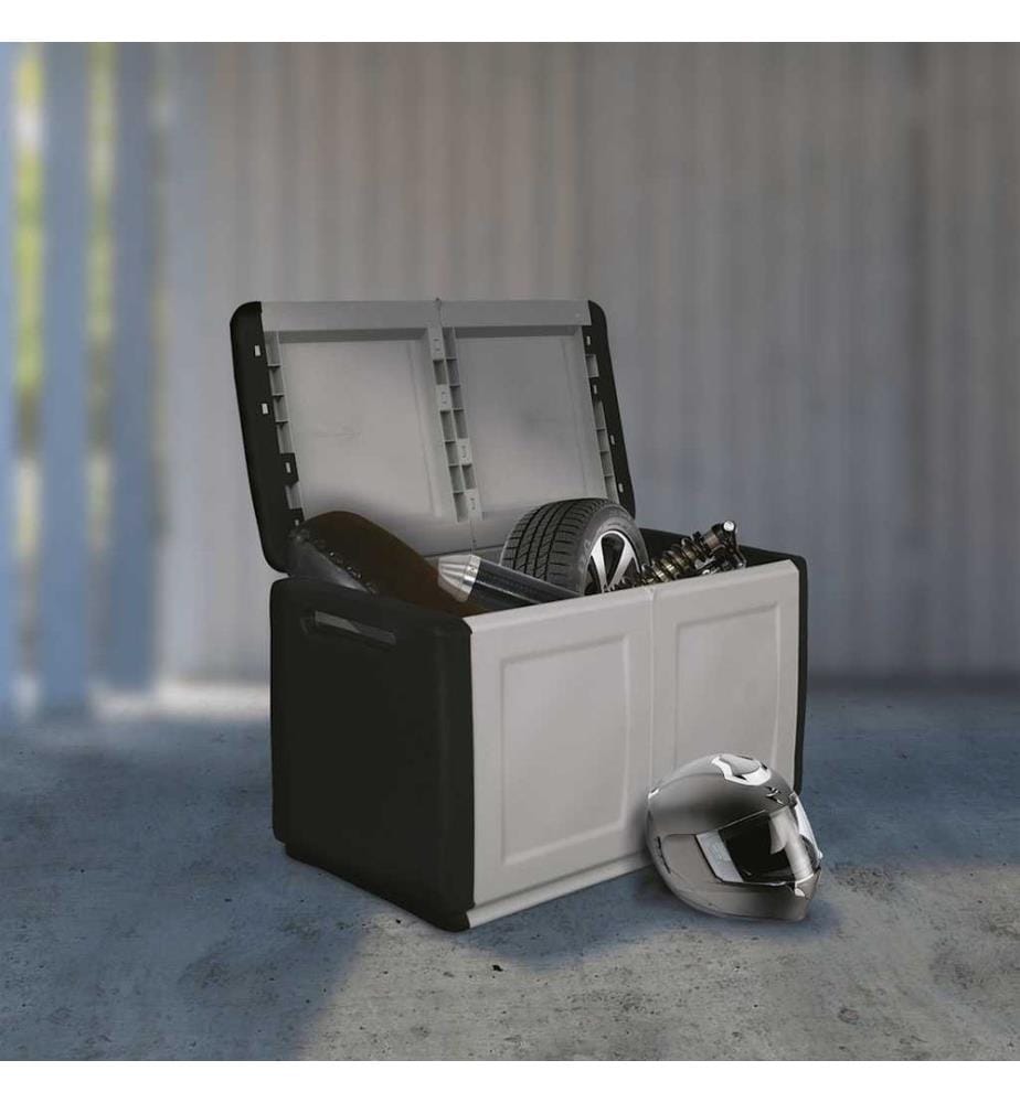 Boîte de rangement de jardin 96x53x57 cm 230 L Gris foncé noir