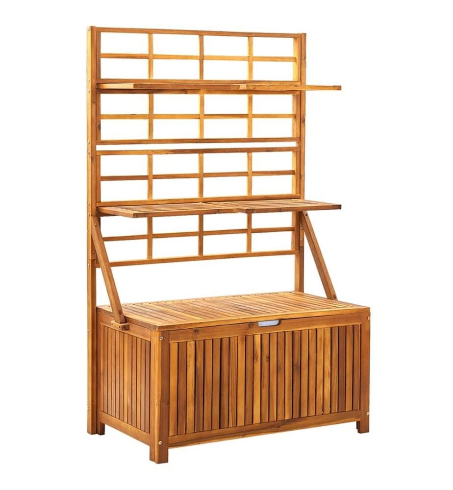Aufbewahrungstruhe mit Rankgitter 99x55x160cm Massivholz Akazie