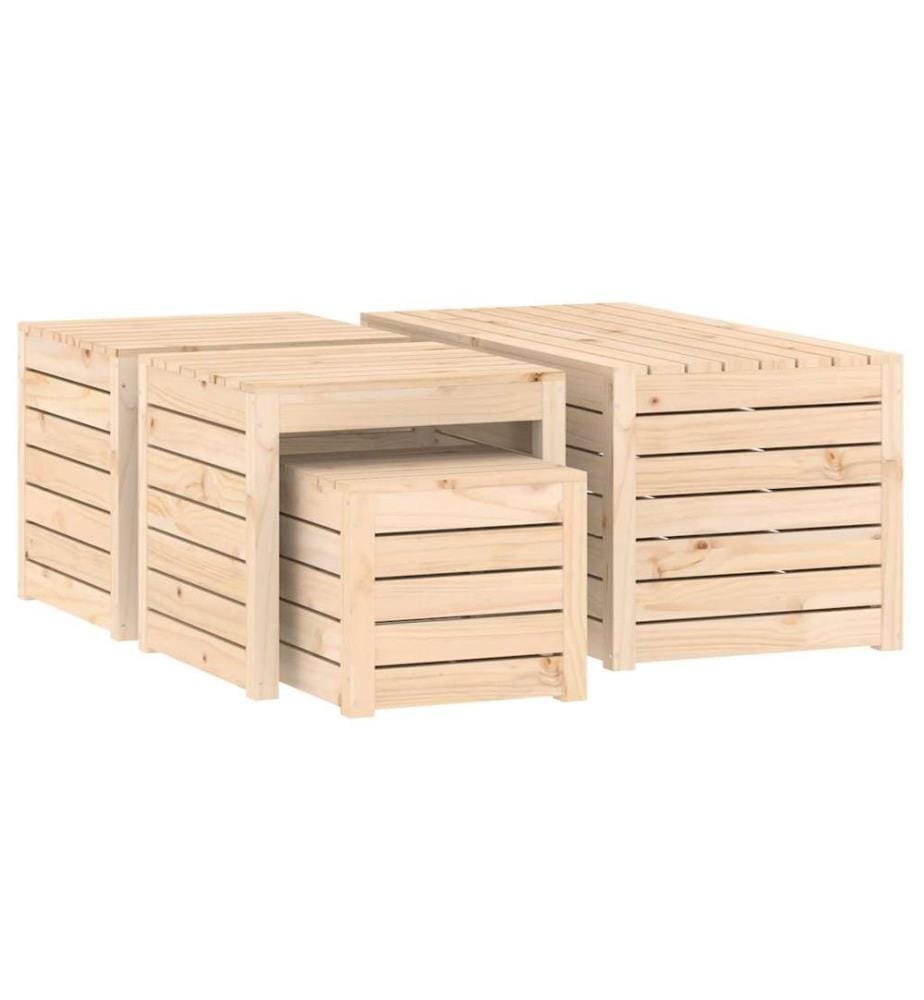 4-tlg. Gartenbox-Set Massivholz Kiefer