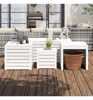 4-tlg. Gartenbox-Set Weiss Massivholz Kiefer