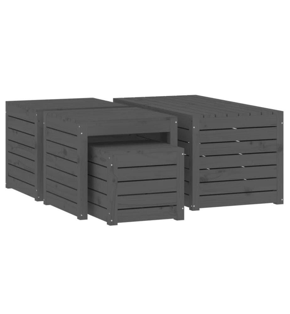 4-tlg. Gartenbox-Set Grau Massivholz Kiefer