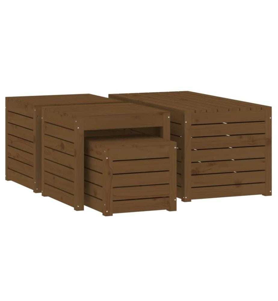 4-tlg. Gartenbox-Set Honigbraun Massivholz Kiefer