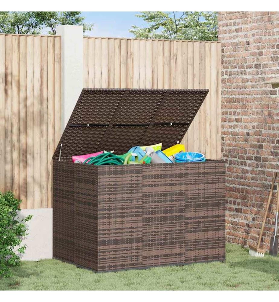 Garten-Kissenbox PE Rattan 145x100x103 cm Braun