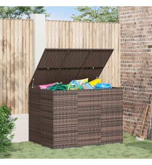 Boîte à coussins de jardin Résine tressée 145x100x103 cm Marron