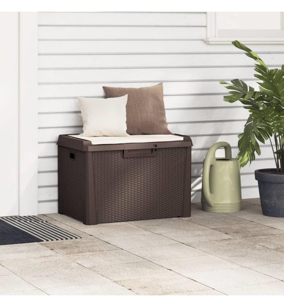 Gartentruhe mit Sitzkissen Braun 125 L PP