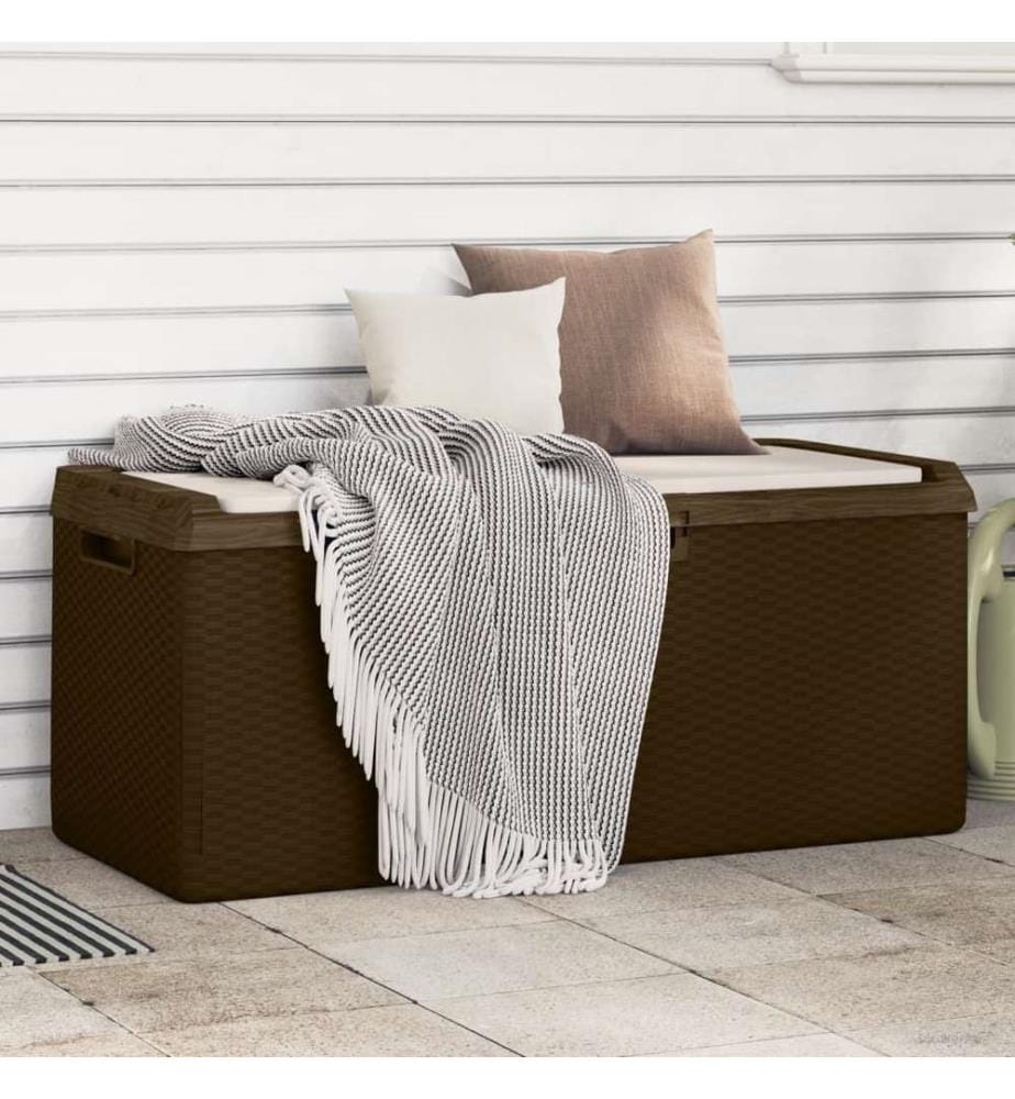 Gartentruhe mit Sitzkissen Braun 350 L PP