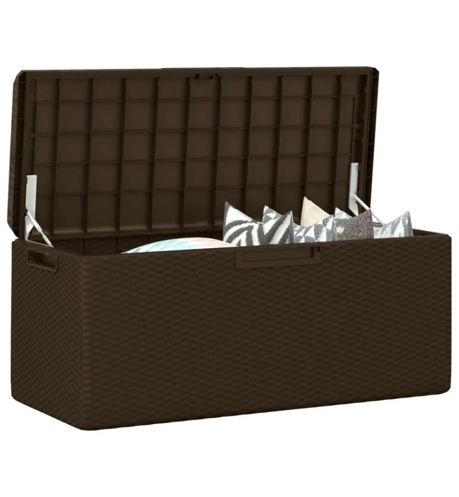 Gartentruhe mit Sitzkissen Braun 350 L PP