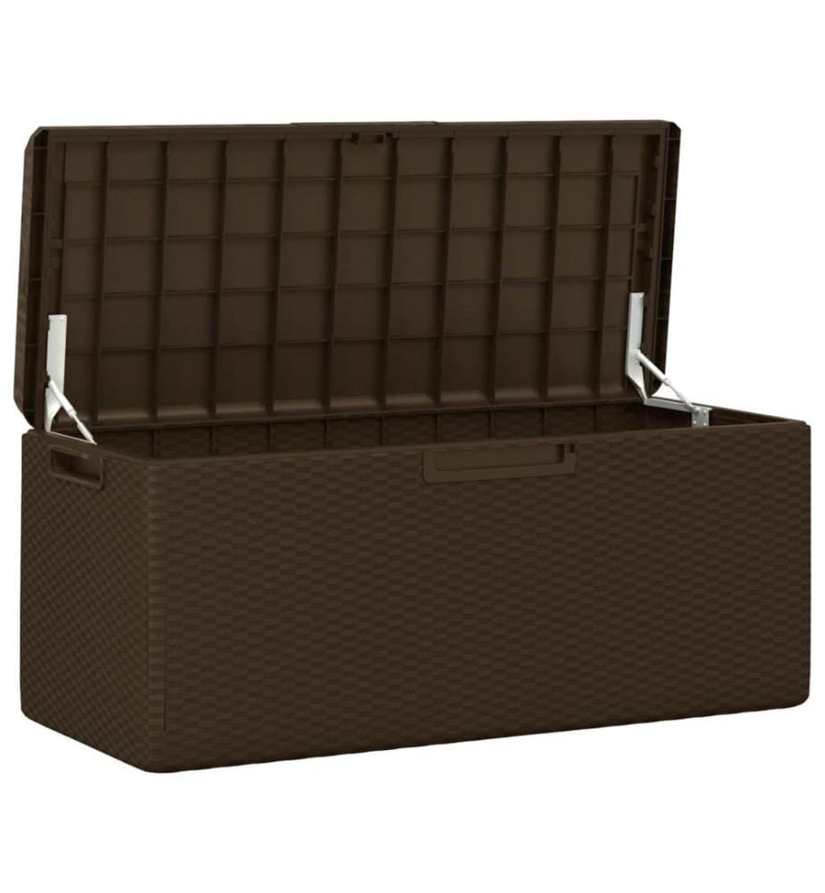 Gartentruhe mit Sitzkissen Braun 350 L PP