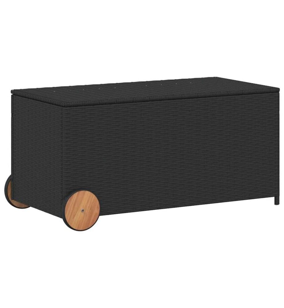 Boîte de rangement de jardin et roues noir 190L résine tressée