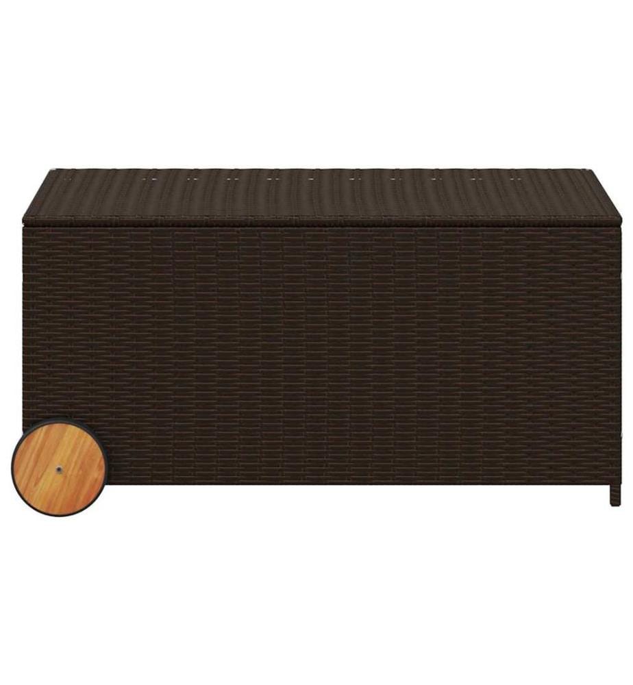 Boîte de rangement de jardin et roues marron 190L poly rotin