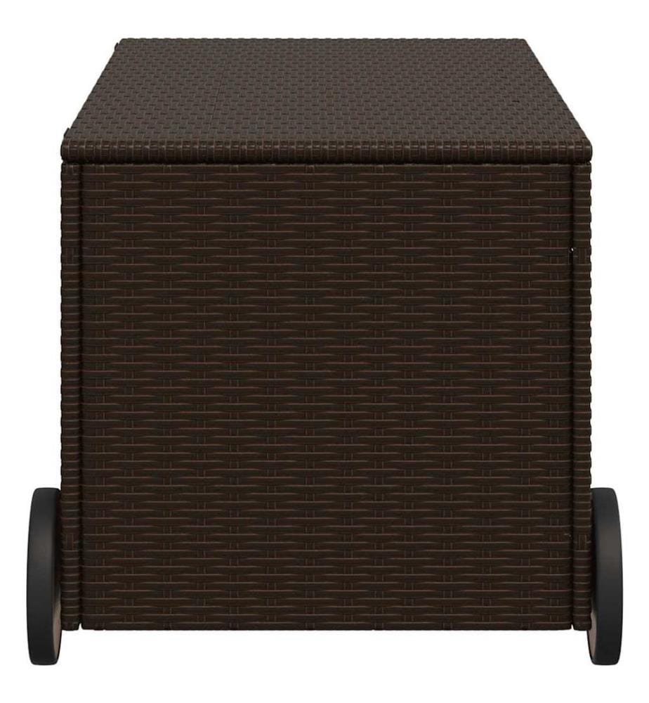 Boîte de rangement de jardin et roues marron 190L poly rotin