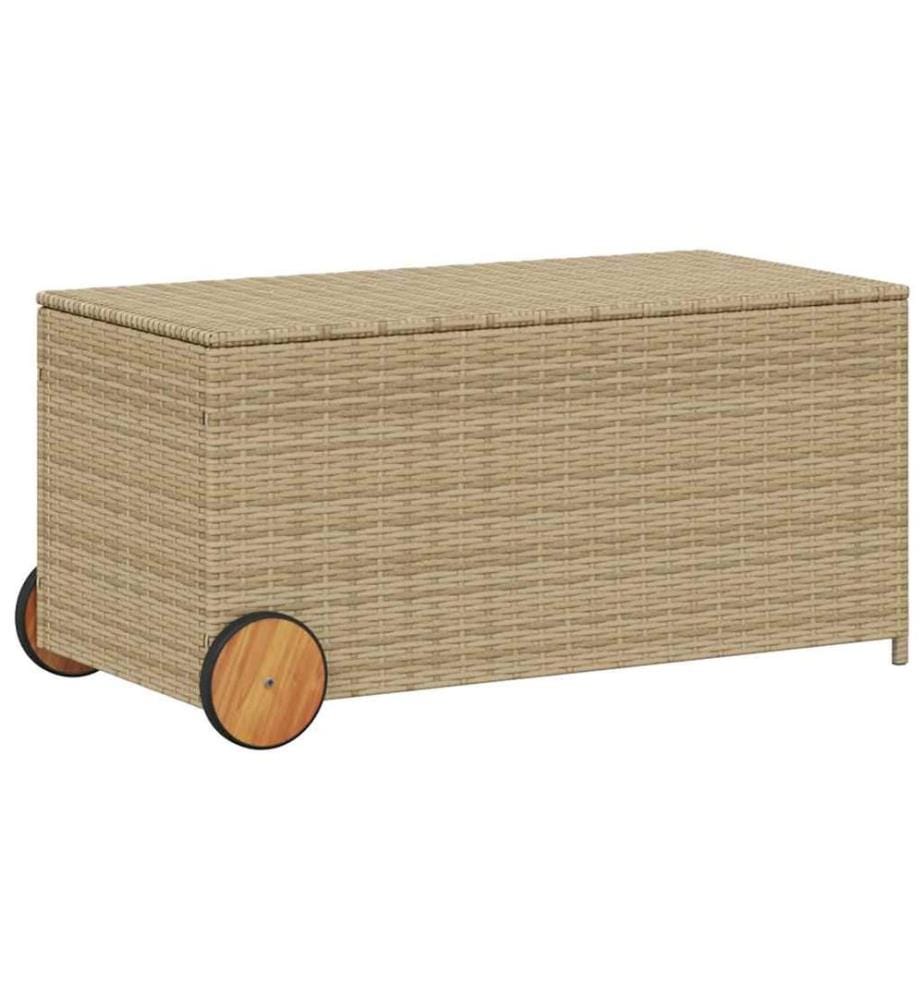 Boîte de rangement de jardin et roues mélange beige 190L rotin