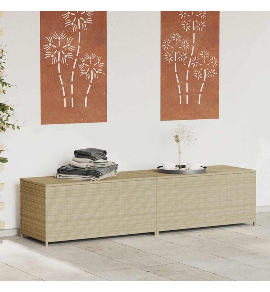 Boîte de rangement de jardin mélange beige 469L résine tressée