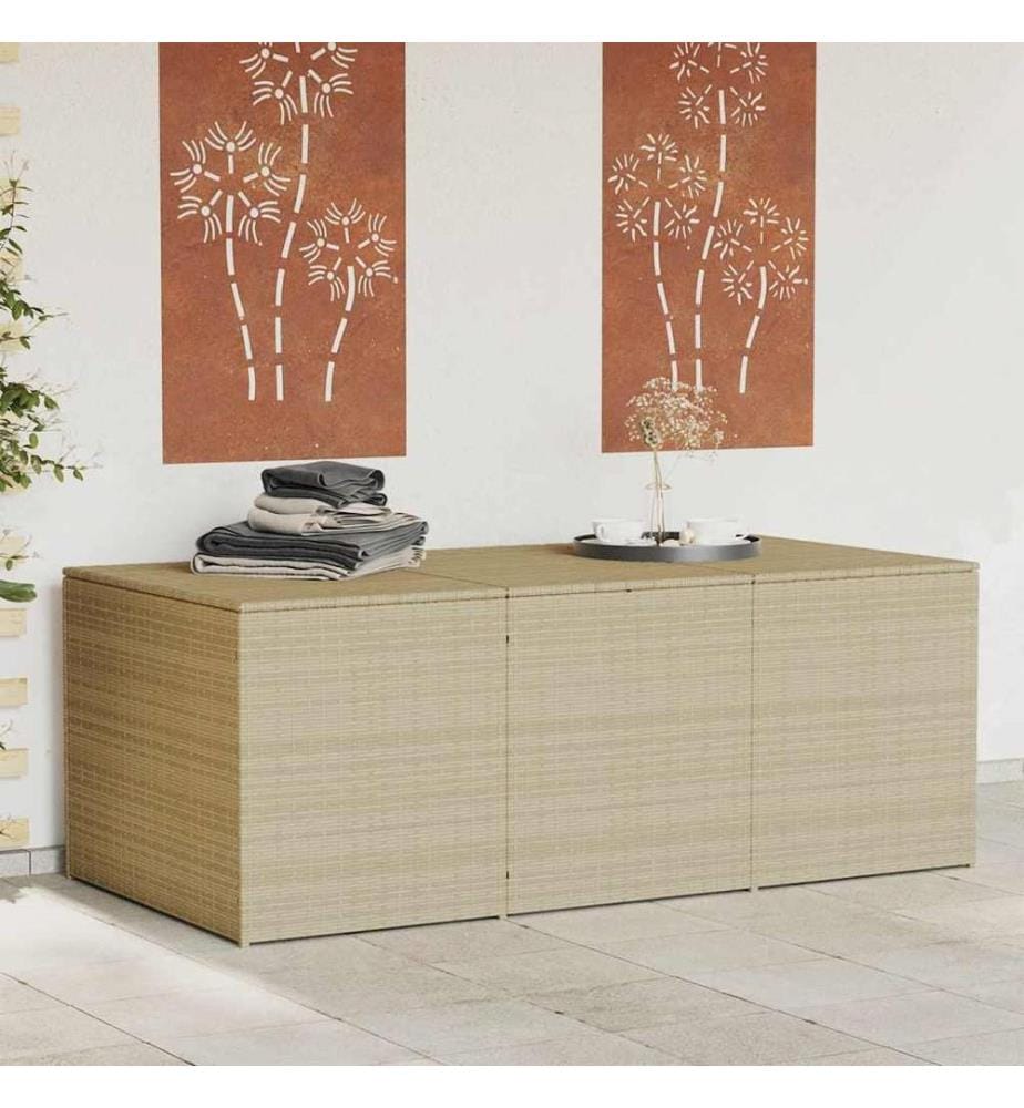 Boîte de rangement de jardin mélange beige 984L résine tressée