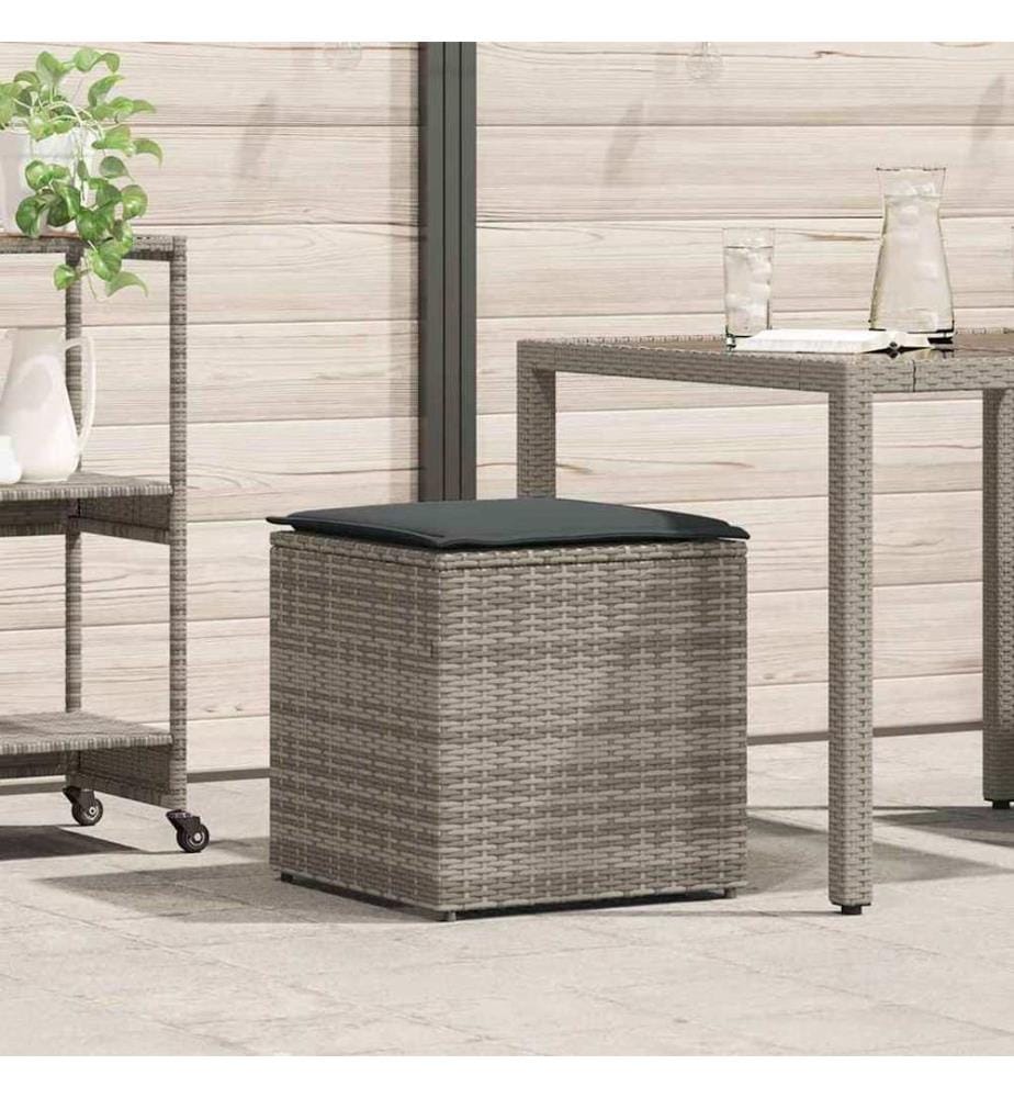 Kissenbox mit Speicher Grau 50 x 50 x 50 cm Poly-Rattan