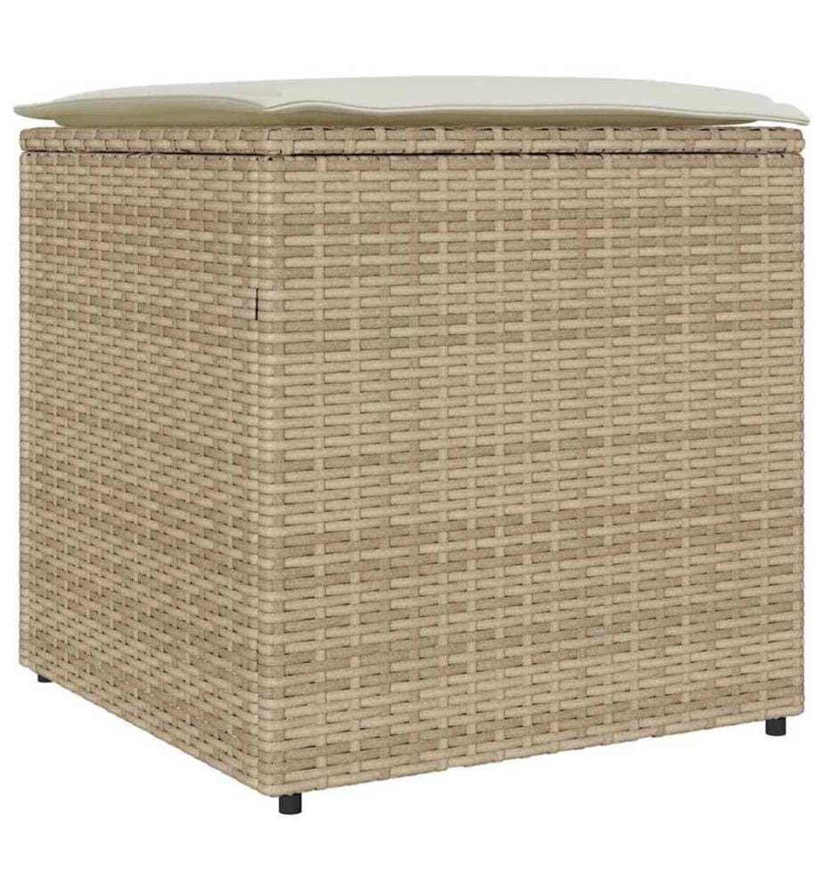 Kissenbox mit Speicher Beige 50 x 50 x 50 cm Poly-Rattan