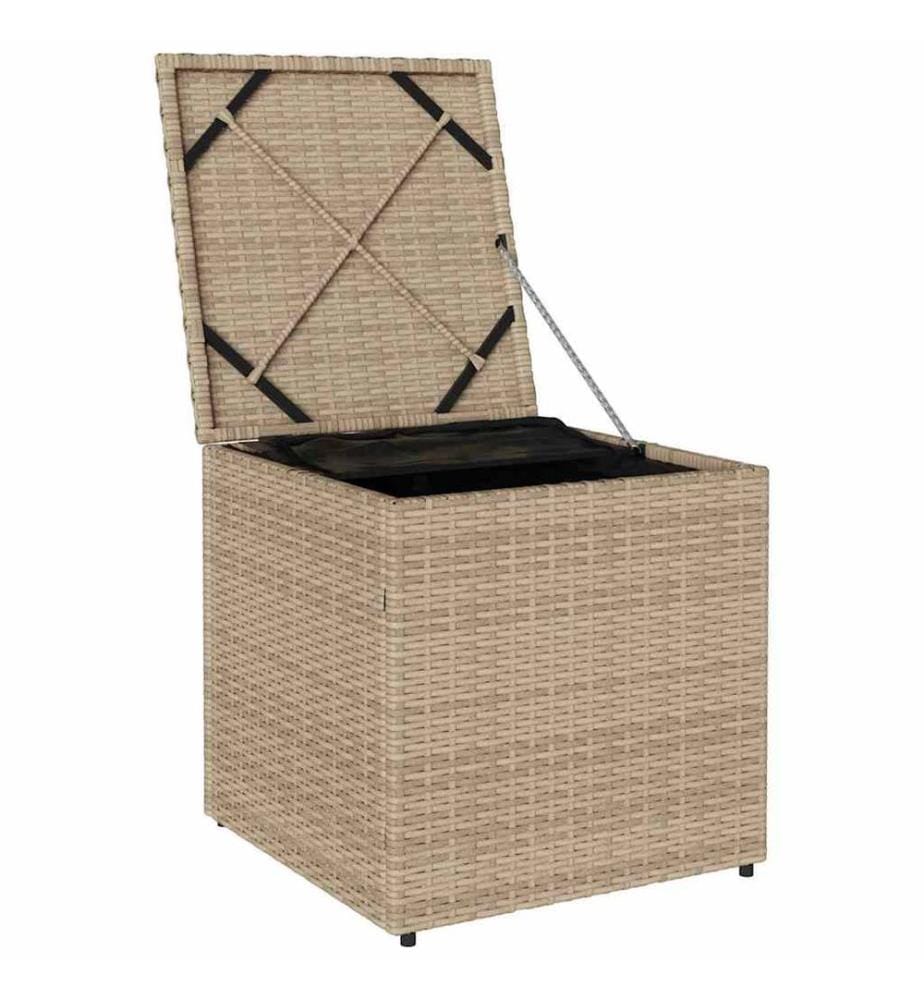 Kissenbox mit Speicher Beige 50 x 50 x 50 cm Poly-Rattan
