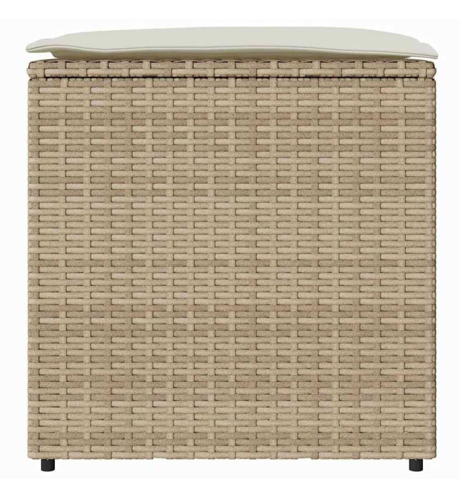 Kissenbox mit Speicher Beige 50 x 50 x 50 cm Poly-Rattan