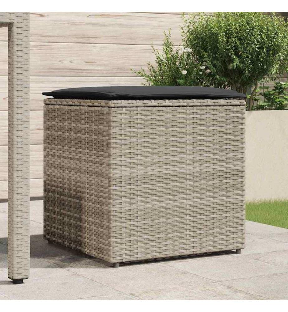 Kissenbox mit Speicher Hellgrau 50 x 50 x 50 cm Poly-Rattan
