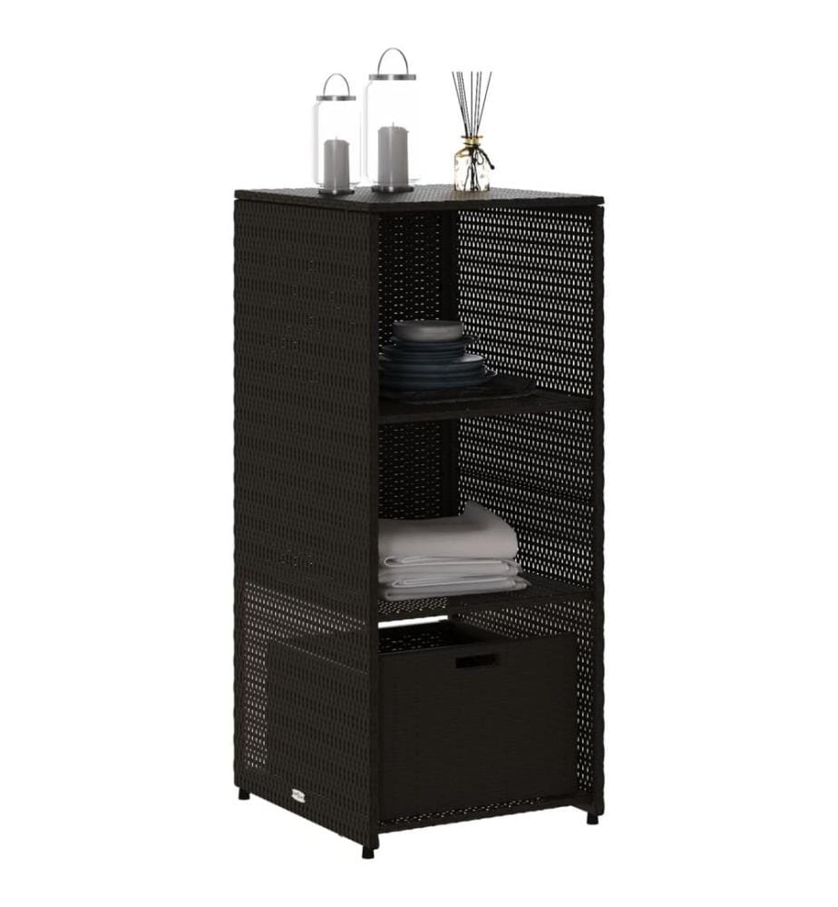Armoire de rangement de jardin noir 50x55x115 cm résine tressée