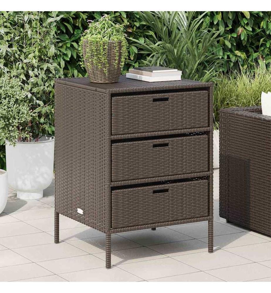 Gartenschrank Braun 55x59x80 cm Poly Rattan