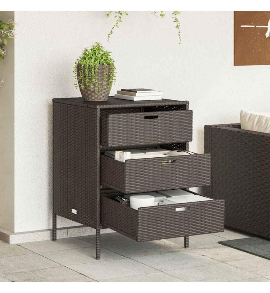 Gartenschrank Braun 55x59x80 cm Poly Rattan