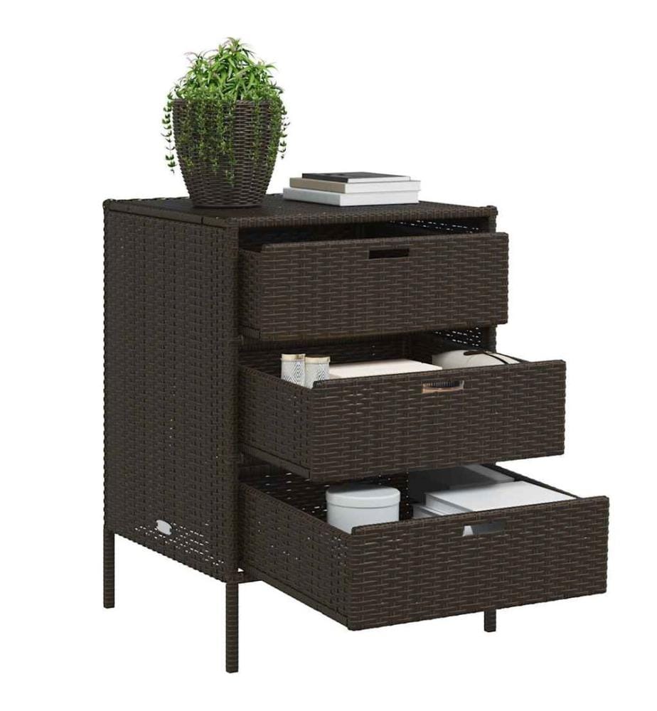 Gartenschrank Braun 55x59x80 cm Poly Rattan
