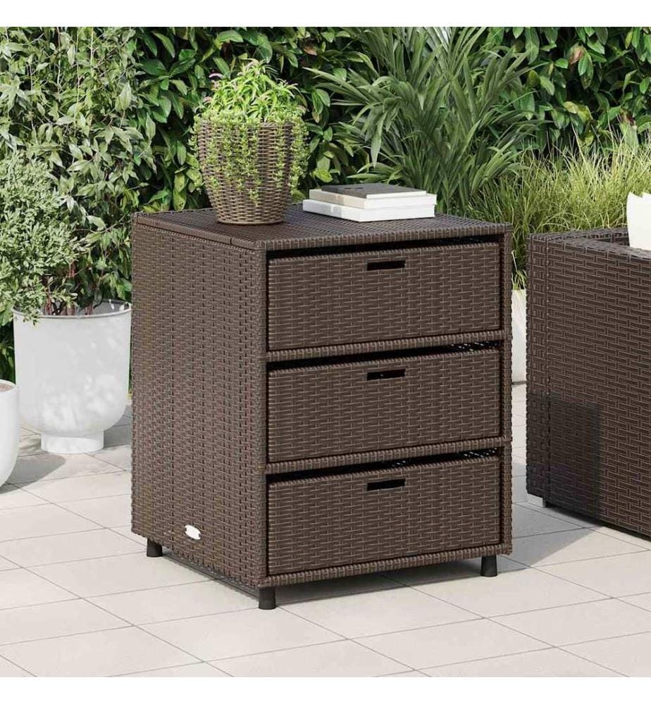 Gartenschrank Braun 55x59x69 cm Poly Rattan