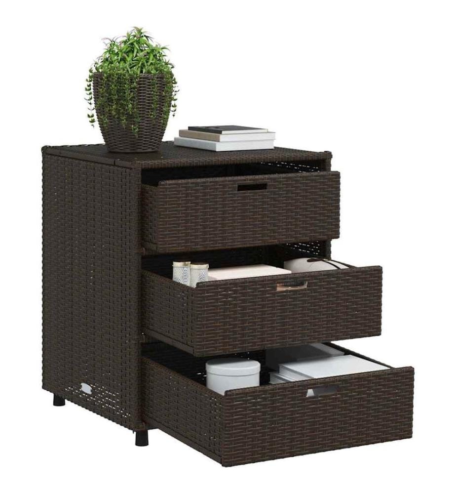 Gartenschrank Braun 55x59x69 cm Poly Rattan